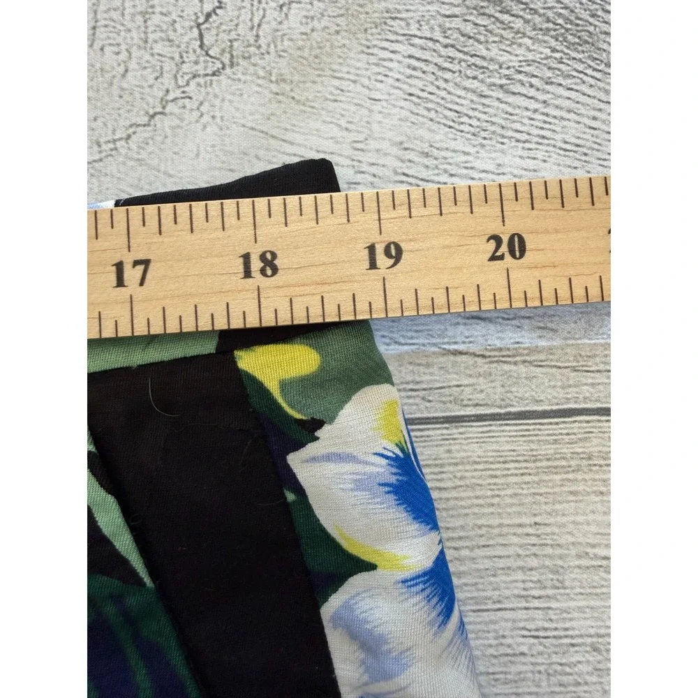 Banana Republic Avery Fit Floral Pants Womens 12 Black Blue Linen Blend Cropped